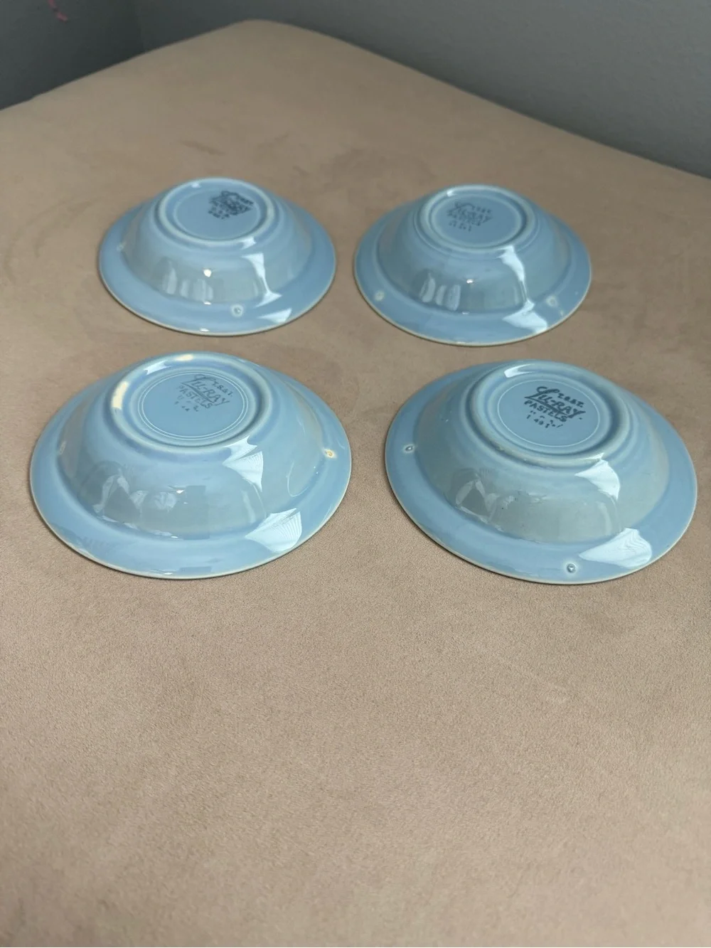 Vintage Lu-Ray Pastels Bowl - Set of 4 - Small Berry Dish Light Blue USA Easter